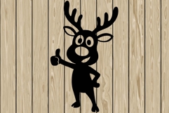 Funny reindeer stencil silhouette SVG Product Image 1