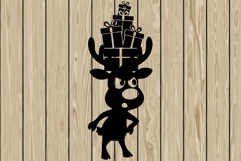 Funny reindeer stencil silhouette SVG Product Image 1