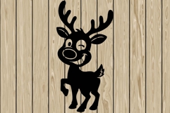 Funny reindeer stencil silhouette SVG Product Image 1