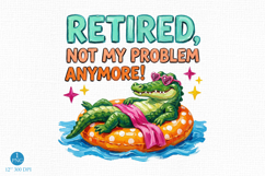 Funny Retired Crocodile Sublimation PNG Design Product Image 1