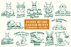Funny Easter SVG PNG Bundle for Trendy Shirts - Retro Bunny Product Image 1