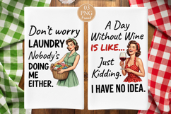 Funny Retro Housewife Kitchen Towel, Laundry Wine Quotes PNG Product Image 3