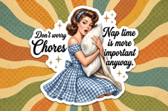 Funny Retro Housewife Sticker Design Product Image 1