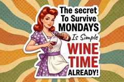 Funny Retro Wine Sublimation Sticker Design PNG Product Image 1
