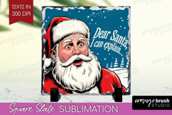 Funny Santa Xmas Slate PNG Christmas Square Slate Product Image 1