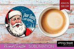 Funny Santa Xmas Round Coaster Christmas Coaster PNG Product Image 1