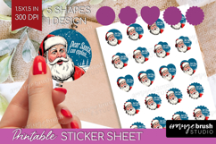 Funny Santa Xmas Round Sticker Christmas Printable Sticker Product Image 1