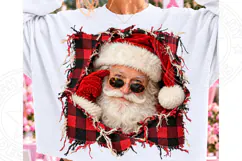 Funny Santa Claus Christmas PNG, Buffalo Plaid Santa Sublima Product Image 2