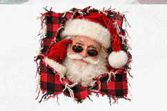Funny Santa Claus Christmas PNG, Buffalo Plaid Santa Sublima Product Image 5