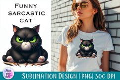 Funny sarcastic cat, watercolor clipart, cat Print Product Image 1