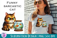 Funny sarcastic cat, watercolor clipart, cat Print Product Image 1
