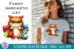 Funny sarcastic cat, watercolor clipart, cat Print Product Image 1