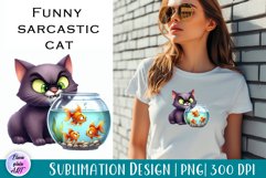 Funny sarcastic cat, watercolor clipart, cat Print Product Image 1