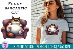 Funny sarcastic cat, watercolor clipart, cat Print Product Image 1