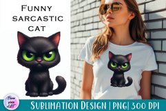 Funny sarcastic cat, watercolor clipart, cat Print Product Image 1