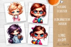 Funny Sarcastic Grumpy Face. Coaster Sublimation Design Product Image 1