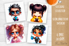 Funny Sarcastic Grumpy Face. Coaster Sublimation Design Product Image 1