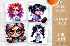 Funny Sarcastic Grumpy Face. Coaster Sublimation Design Product Image 1