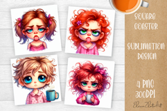 Funny Sarcastic Grumpy Face. Coaster Sublimation Design Product Image 1