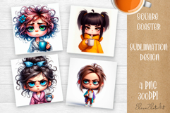 Funny Sarcastic Grumpy Face. Coaster Sublimation Design Product Image 1