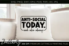 ANTI-SOCIAL Funny Quote SVG Sarcastic T-shirt Mug Design Product Image 2