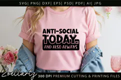 ANTI-SOCIAL Funny Quote SVG Sarcastic T-shirt Mug Design Product Image 5