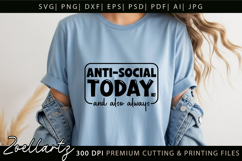 ANTI-SOCIAL Funny Quote SVG Sarcastic T-shirt Mug Design Product Image 1