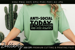 ANTI-SOCIAL Funny Quote SVG Sarcastic T-shirt Mug Design Product Image 3