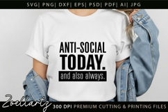 ANTI-SOCIAL Funny Quote SVG Sarcastic T-shirt Mug Design Product Image 3