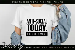 ANTI-SOCIAL Funny Quote SVG Sarcastic T-shirt Mug Design Product Image 3