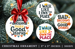 Funny Sassy Quote round ornaments sublimation design Product Image 1