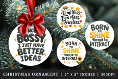 Funny Sassy Quote round ornaments sublimation design Product Image 1