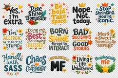 Funny Sassy Quote clipart printable sublimation bundle png Product Image 3