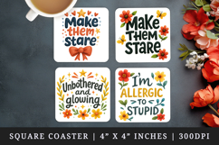 Funny Sassy Quote square coaster sublimation design Product Image 1