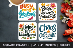 Funny Sassy Quote square coaster sublimation design Product Image 1