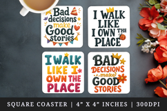 Funny Sassy Quote square coaster sublimation design Product Image 1