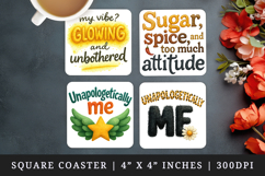 Funny Sassy Quote square coaster sublimation design Product Image 1