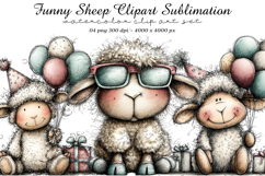 Funny Sheep Clipart Sublimation Product Image 1