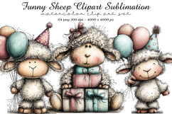 Funny Sheep Clipart Sublimation Product Image 1