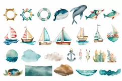 Funny ships at Sea, Cute Nautical Kids Art Product Image 2