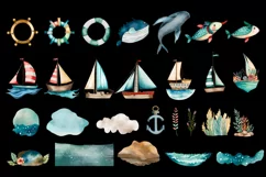 Funny ships at Sea, Cute Nautical Kids Art Product Image 3
