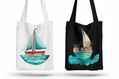 Funny ships at Sea, Cute Nautical Kids Art Product Image 4
