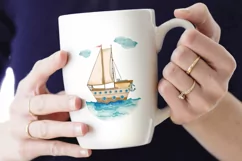 Funny ships at Sea, Cute Nautical Kids Art Product Image 5