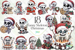 Funny Skeleton Christmas Clipart Product Image 1