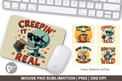 Mouse Pad Halloween Skeleton Coffee Product Image 1