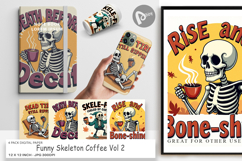 Digital Paper Halloween Skeleton Coffee Product Image 1