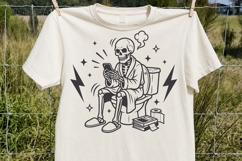 Funny Skeleton Dad on Toilet SVG, Scrolling Phone Bathroom Product Image 2