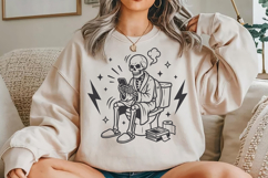 Funny Skeleton Dad on Toilet SVG, Scrolling Phone Bathroom Product Image 4
