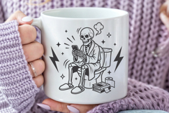 Funny Skeleton Dad on Toilet SVG, Scrolling Phone Bathroom Product Image 5