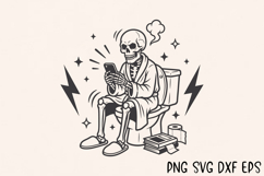 Funny Skeleton Dad on Toilet SVG, Scrolling Phone Bathroom Product Image 7